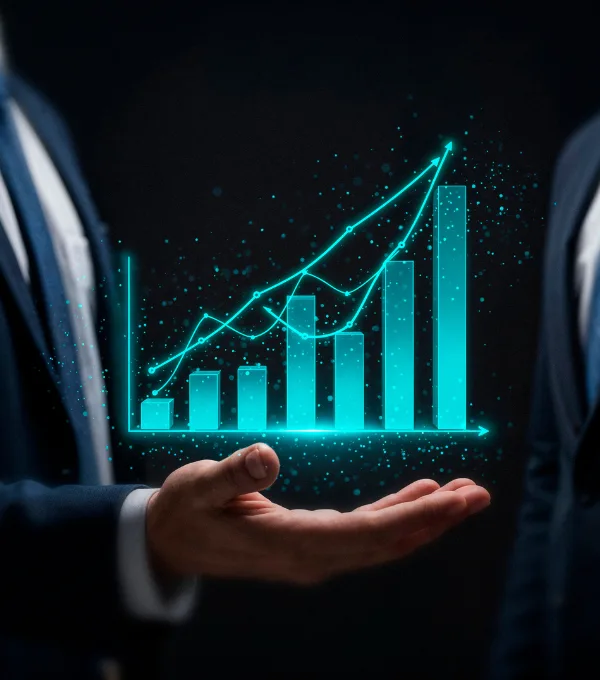 Business growth and performance analytics displayed with an upward trend chart