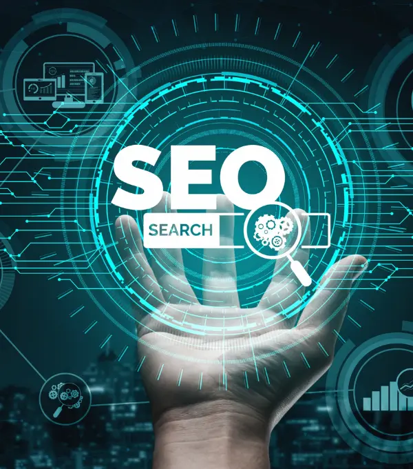 Search engine optimization concept showing SEO search analysis and digital growth